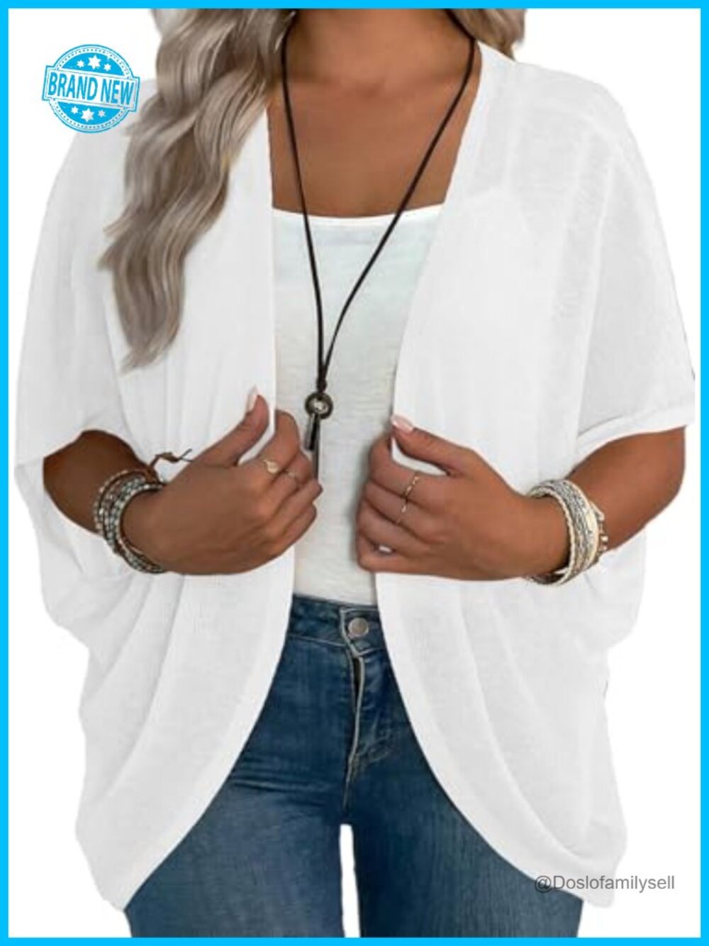 Womens Plus Size Lightweight Cardigan Half Sleeve Open Front Kimono Cover Up